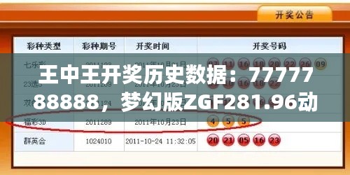 王中王开奖历史数据:7777788888,梦幻版ZGF281.96动态解析